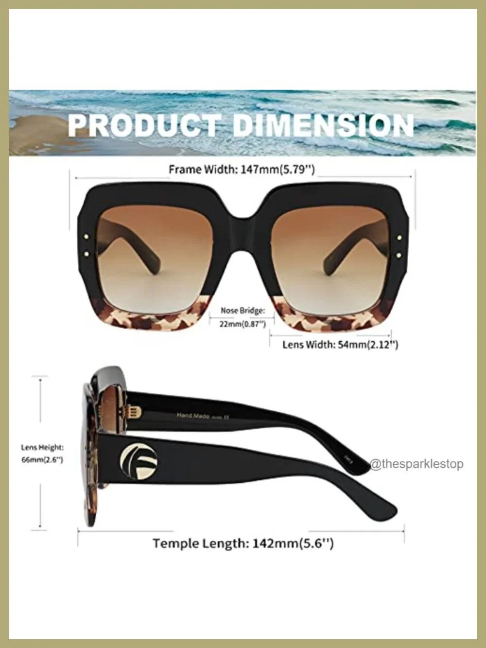 Oversized Retro Square Sunglasses with UV Protection